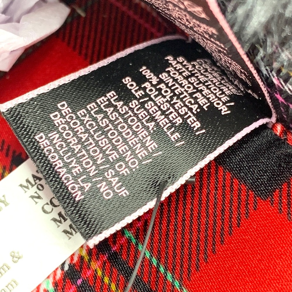Victoria’s Secret Black and Red Plaid Slippers Size M (7-8) - Picture 7 of 12